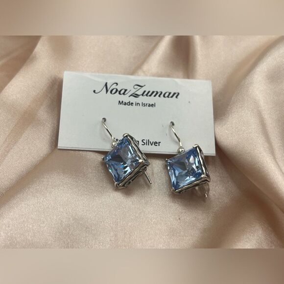 Sterling Silver Blue Square Drop Earrings by Noa Zuman - Picture 1 of 6